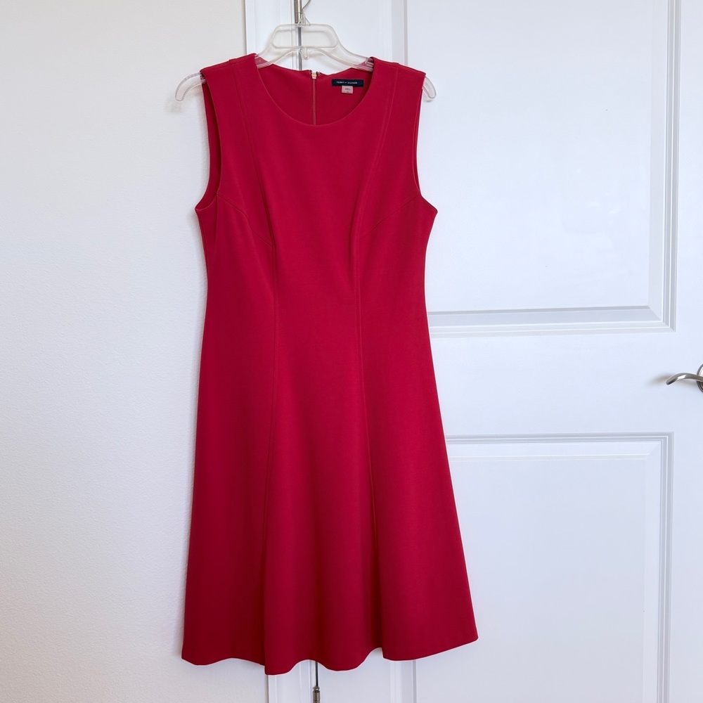 Tommy Hilfiger Elegant Red Fit and Flare Sleeveless Dress